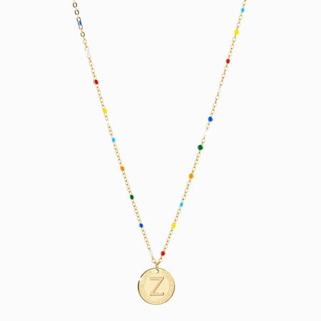 Rebecca Gold Z Necklace with Multicoloured Beads